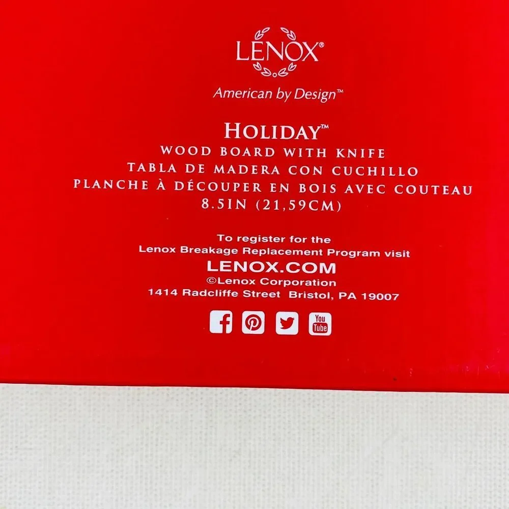 Lenox Holiday Cheer Wood Board with Knife Spread Cheer‎ Holiday Gift Set Open